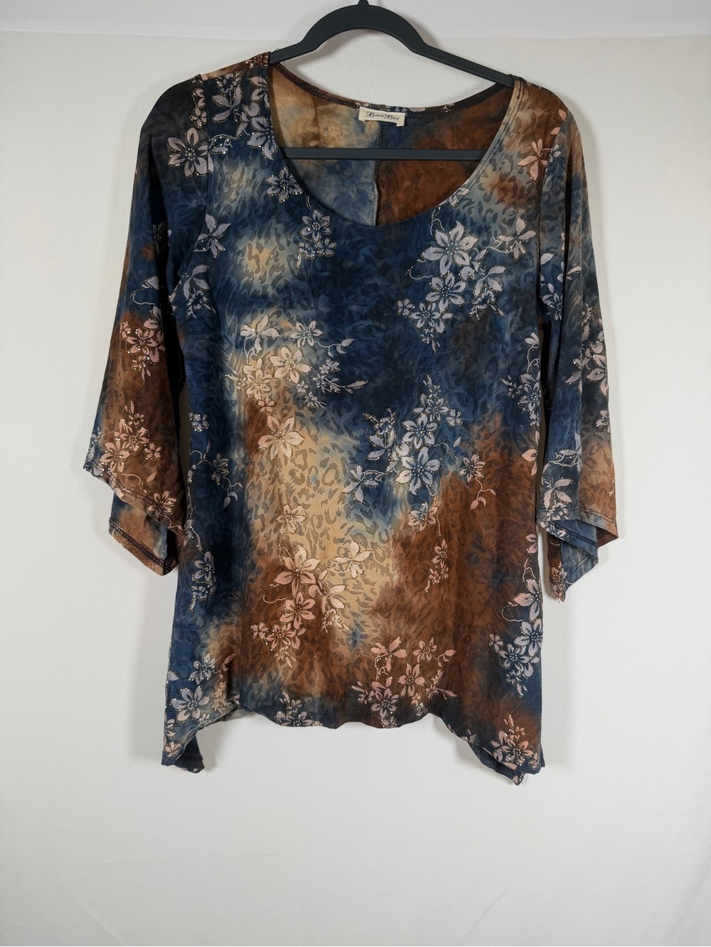 Fairy Grunge Floral Scoop Neck Asymmetrical Women's Top